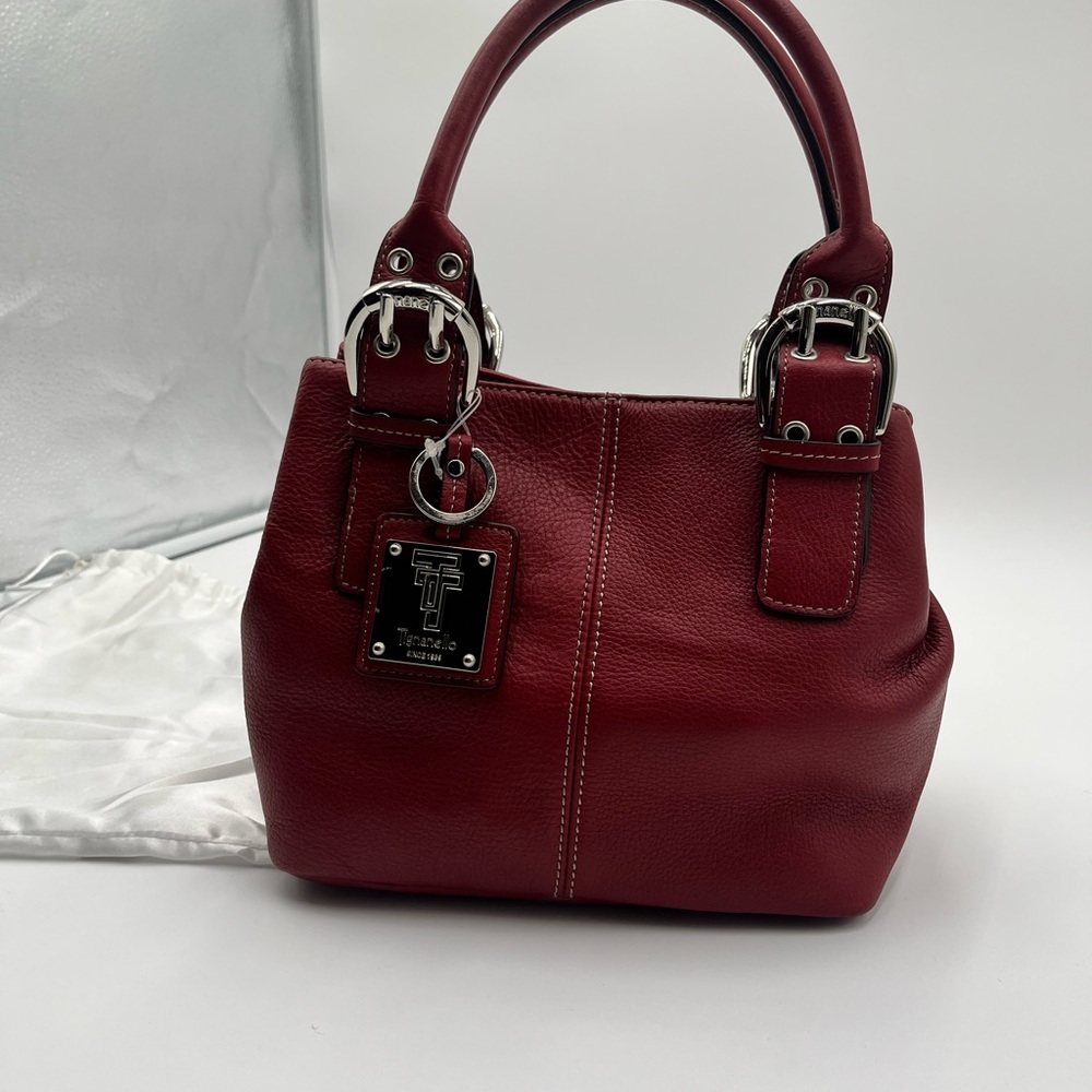 Tignanello Burgundy Leather Top-Handle Satchel